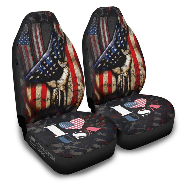Flag American Car Accessories Custom Car Seat Cover I lOVE USA - EzCustomcar - 2