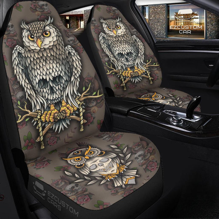 Skull and Owl Car Seat Covers Custom Owl Car Accessories - EzCustomcar - 3