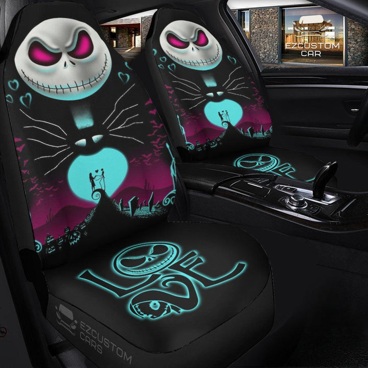The Nightmare Before Christmas Car Accessories Halloween Car Seat Cover Love Jack Skellington - EzCustomcar - 3