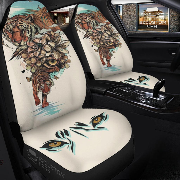 Flower x Tiger Car Seat Covers Custom Tiger Car Accessories - EzCustomcar - 3