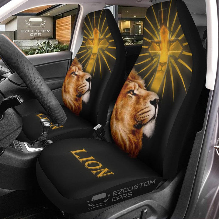 Cross x Lion Car Seat Covers Custom Lion Car Accessories - EzCustomcar - 1
