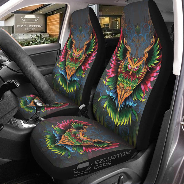 Colourful Owl Car Seat Covers Custom Owl Car Accessories - EzCustomcar - 1