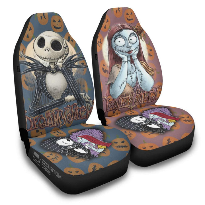 The Nightmare Before Christmas Car Accessories Halloween Car Seat Cover Jack and Sally Happy - EzCustomcar - 2