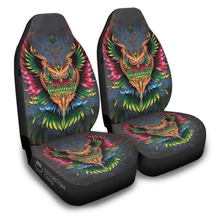 Colourful Owl Car Seat Covers Custom Owl Car Accessories - EzCustomcar - 2