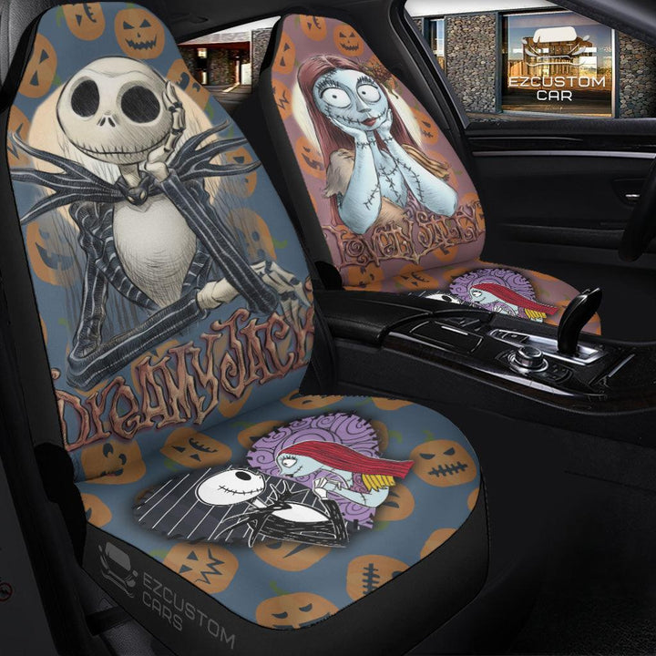 The Nightmare Before Christmas Car Accessories Halloween Car Seat Cover Jack and Sally Happy - EzCustomcar - 3