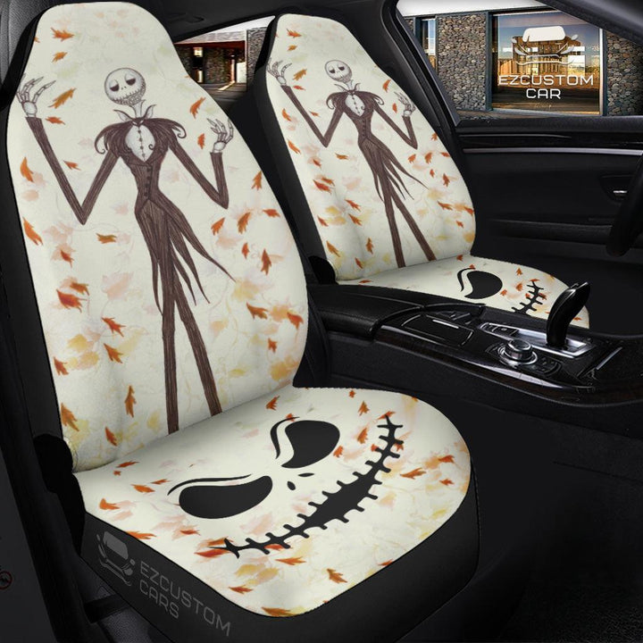The Nightmare Before Christmas Car Accessories Halloween Car Seat Cover Leaf Autumn Jack Skellington - EzCustomcar - 3