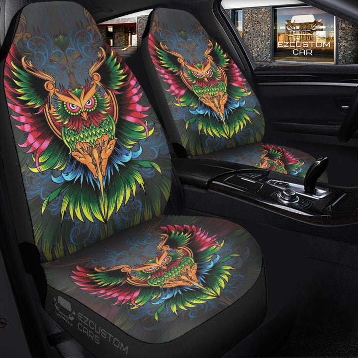 Colourful Owl Car Seat Covers Custom Owl Car Accessories - EzCustomcar - 3