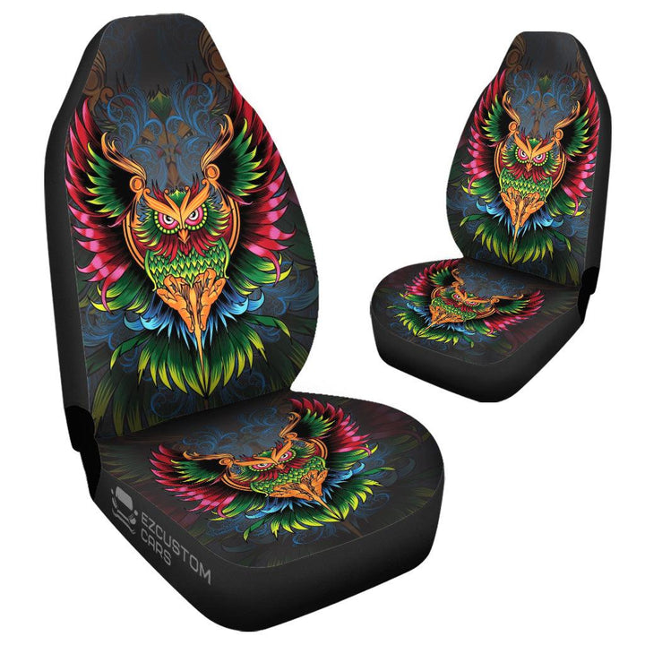 Colourful Owl Car Seat Covers Custom Owl Car Accessories - EzCustomcar - 4