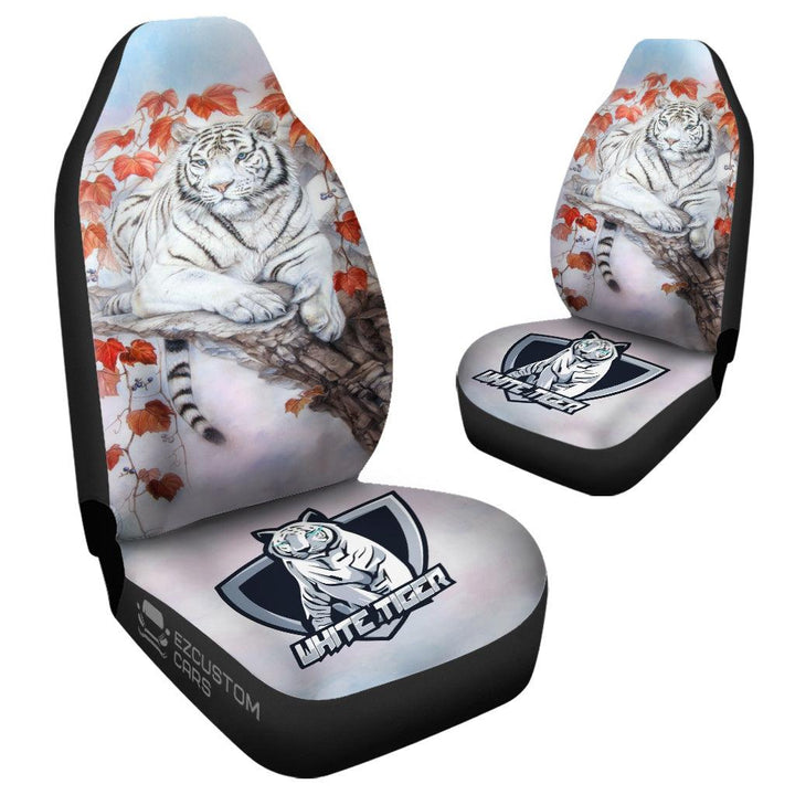 White Tiger Car Seat Covers Custom Tiger Car Accessories - EzCustomcar - 4
