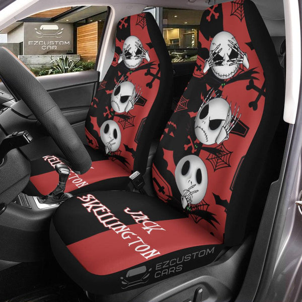 The Nightmare Before Christmas Car Accessories Halloween Car Seat Cover Jack Skellington Head - EzCustomcar - 1
