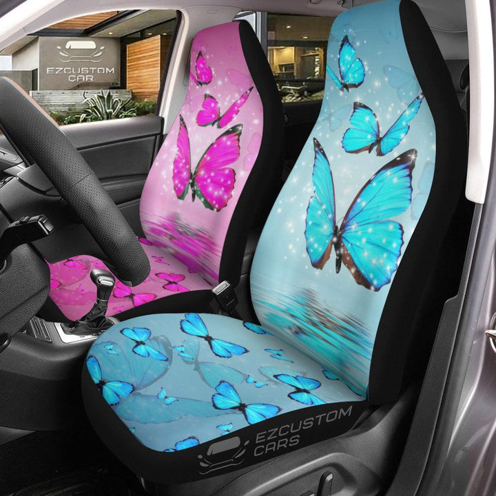 Pink Blue Butterfly Car Seat Covers Custom Butterfly Car Accessories - EzCustomcar - 1