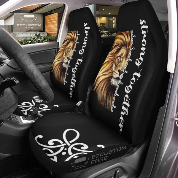 Strong Together Lion Car Seat Covers Custom Lion Car Accessories - EzCustomcar - 1