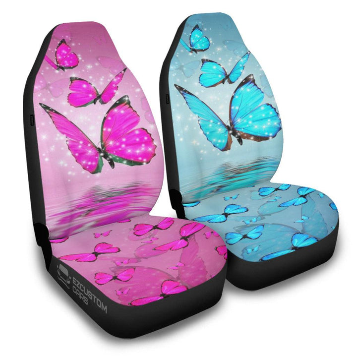 Pink Blue Butterfly Car Seat Covers Custom Butterfly Car Accessories - EzCustomcar - 2