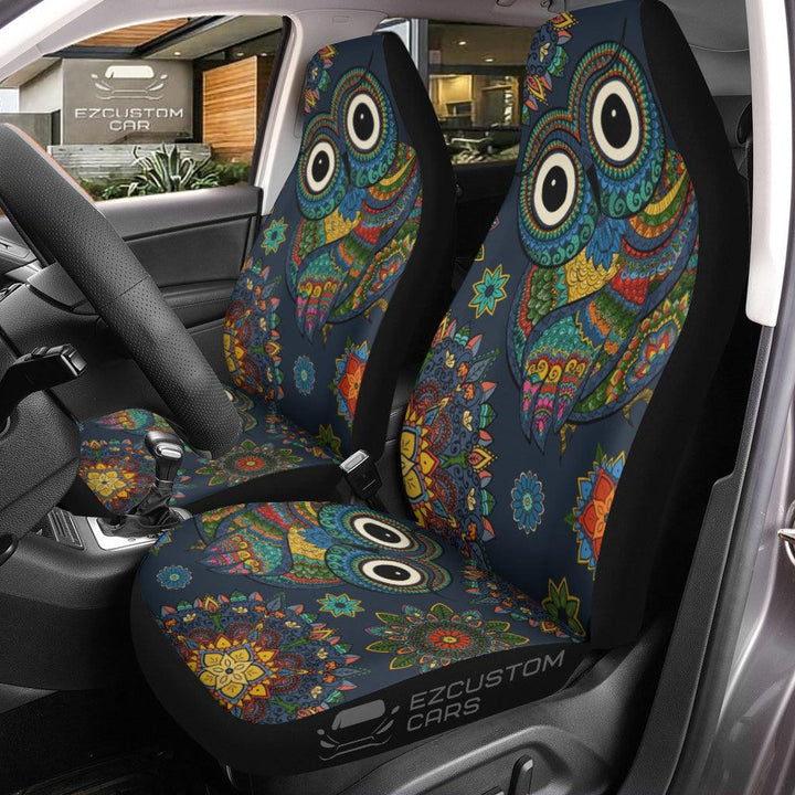 Owl Mandala Car Seat Covers Custom Owl Car Accessories - EzCustomcar - 1