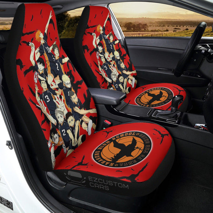 Haikyuu Karasuno High Car Seat Covers Custom Volleyball Anime Car Accessories - EzCustomcar - 3