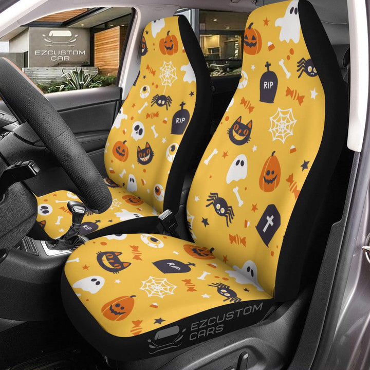 Halloween Car Accessories Custom Car Seat Cover Halloween Pattern Ghost, Skull, Pumpkin - EzCustomcar - 1