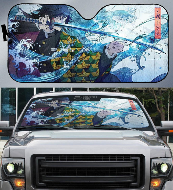 Gyuu Tomioka Car Sun Shade Custom Demon Slayer Anime Car Accessories - EzCustomcar - 1