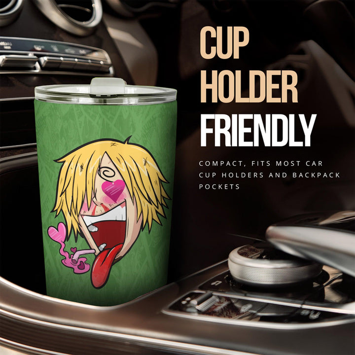 Sanji Car Tumblers Cup Custom Heart Eyes One Piece Anime Car Accessories-ezcustomcar-1