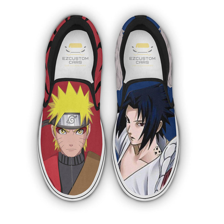 Naruto x Sasuke Shoes Custom Naruto Shippuden Anime Sneakers Classic Slip-On - EzCustomcar - 1
