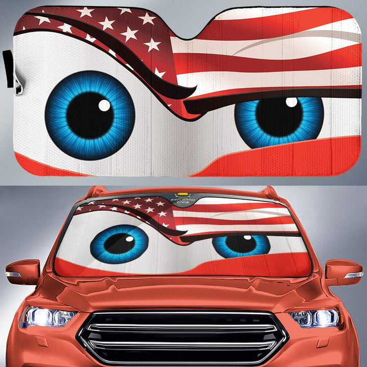 USA flag Eyes Cartoon Custom Car Windshield Sunshadesezcustomcar-1