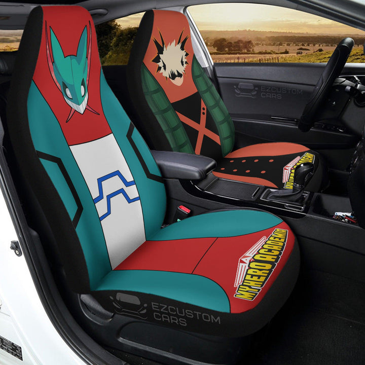 Katsuki Bakugou x Izuku Midoriya Uniform Car Seat Covers Custom My Hero Academia Anime Car Accessories - EzCustomcar - 3