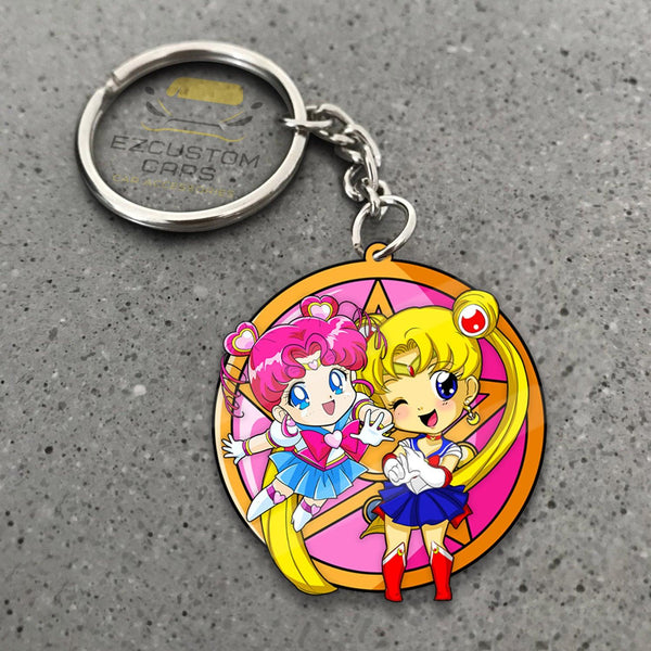 Sailor Moon x Sailor Chibi Moon Keychains Custom Sailor Moon Anime Car Accessories - EzCustomcar - 1
