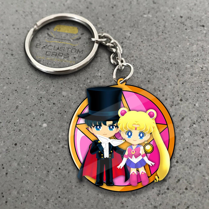 Tuxedo Mask x Sailor Moon Keychains Custom Sailor Moon Anime Car Accessories - EzCustomcar - 1