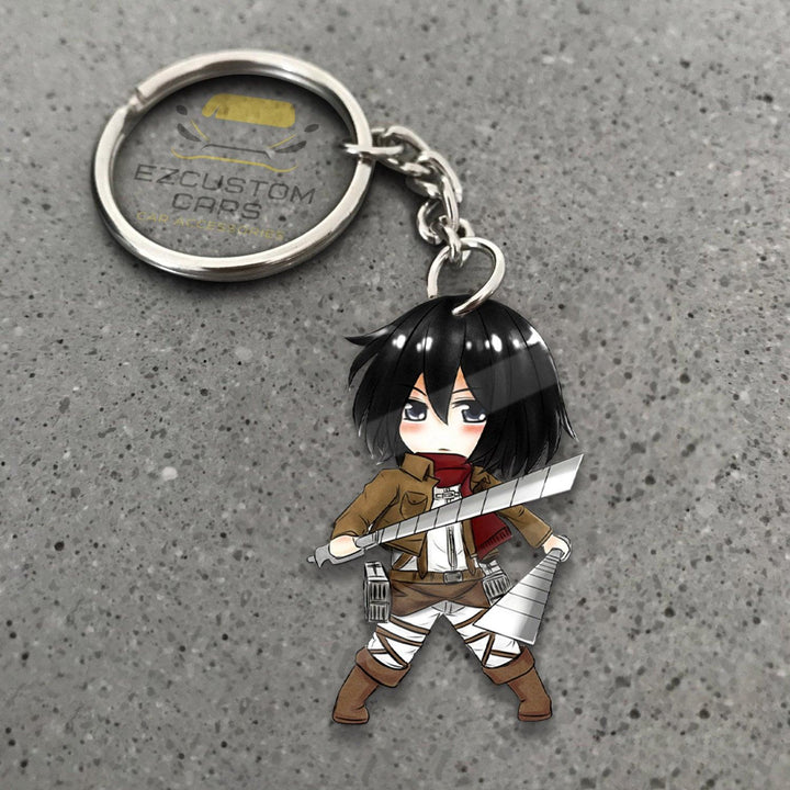 Mikasa Ackerman Keychains Custom Attack On Titan Anime Car Accessories - EzCustomcar - 1