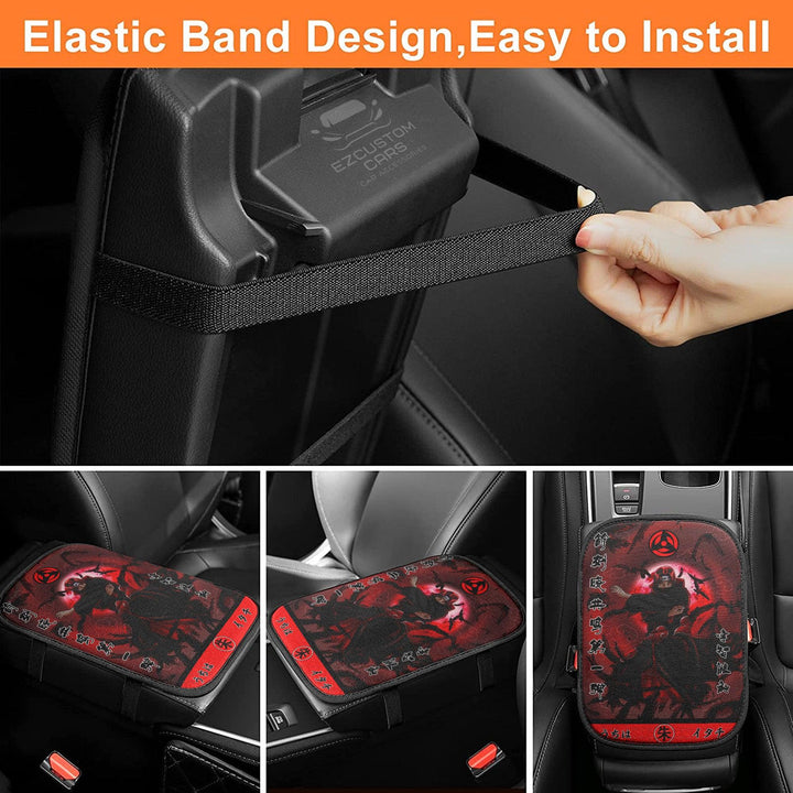 Akatsuki Itachi Armrest Center Console Armrest Cover Custom Naruto Car Accessories - EzCustomcar - 3