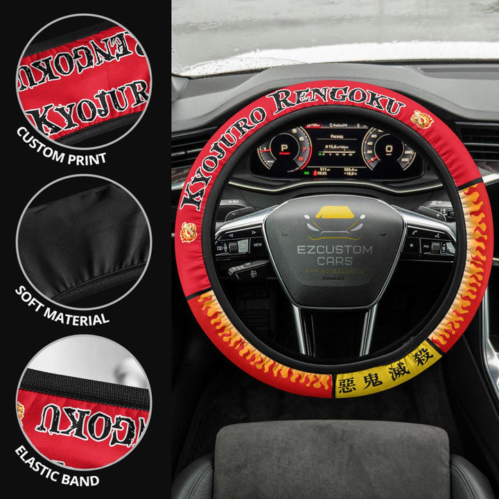 Demon Slayer Steering Wheel Cover Custom Kyojuro Rengoku Anime Car Accessories - EzCustomcar - 2