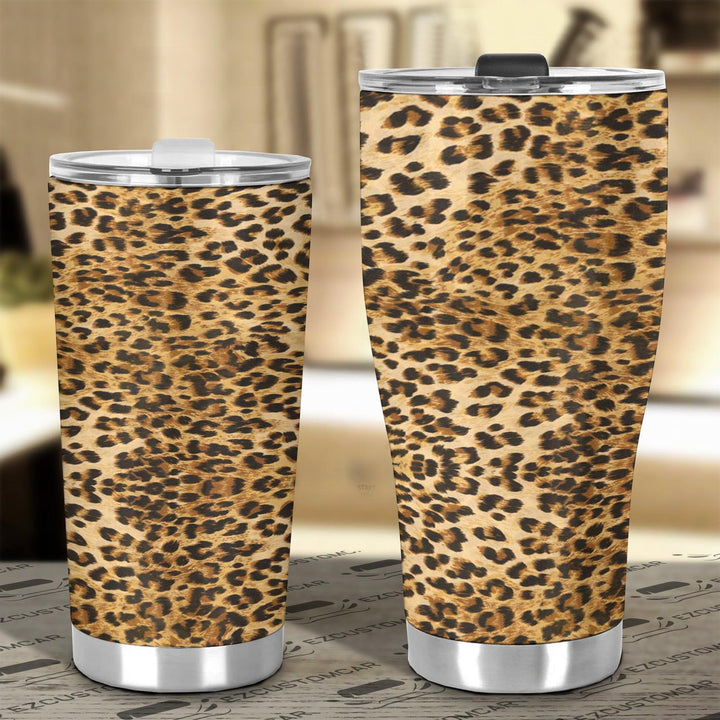 Leopard Skin Stainless Steel Tumbler Custom Animal Car Accessories - EzCustomcar - 4