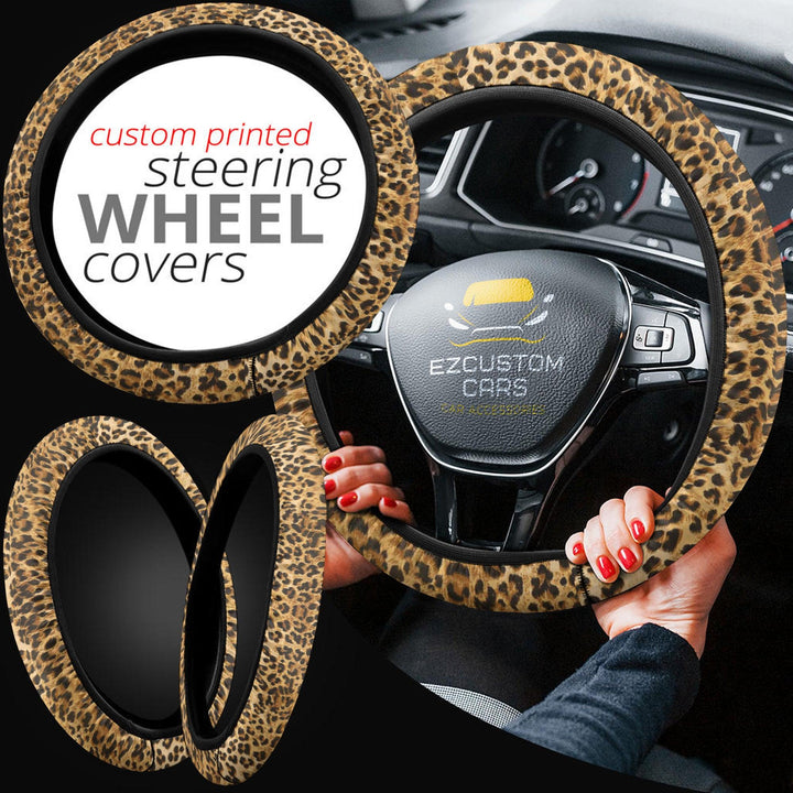 Leopard Skin Steering Wheel Cover Custom Animal Car Accessories - EzCustomcar - 2