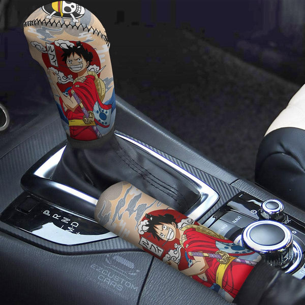Monkey D. Luffy Shift Knobs Car Covers Set Custom One Piece Wano Arc Anime Car Accessories - EzCustomcar - 1