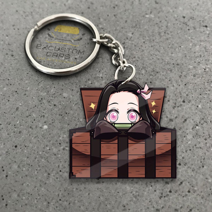 Nezuko Symbols Car Keychains Custom Demon Slayer Anime Car Accessories - EzCustomcar - 1
