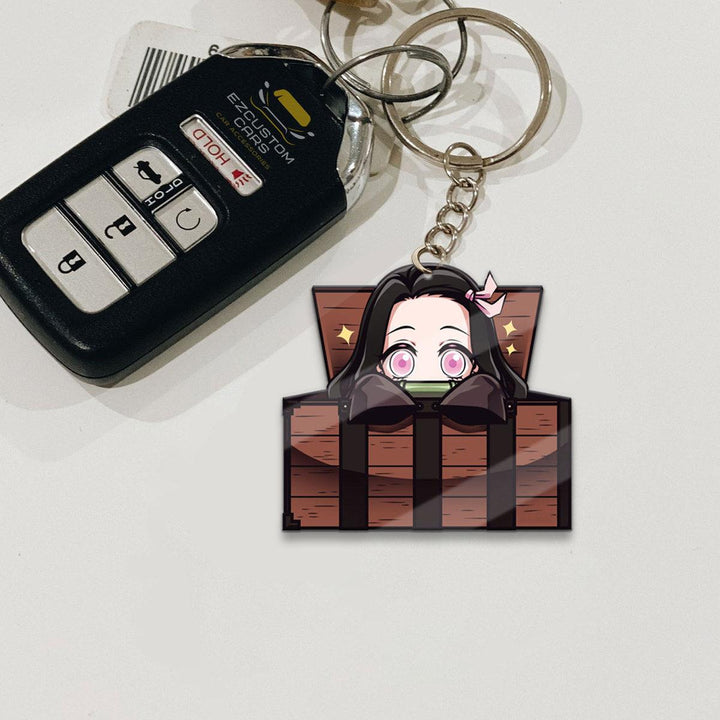 Nezuko Symbols Car Keychains Custom Demon Slayer Anime Car Accessories - EzCustomcar - 2