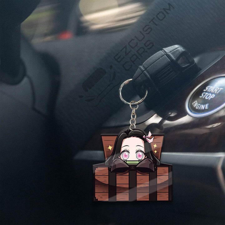Nezuko Symbols Car Keychains Custom Demon Slayer Anime Car Accessories - EzCustomcar - 4