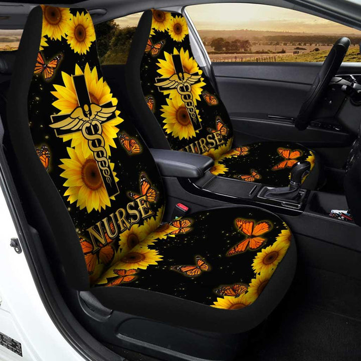 Nurse Sunflower Car Seat Covers Custom And Butterfly Blackout - EzCustomcar - 3