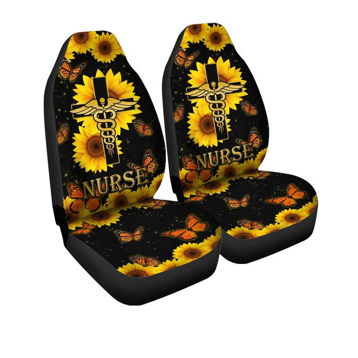 Nurse Sunflower Car Seat Covers Custom And Butterfly Blackout - EzCustomcar - 2