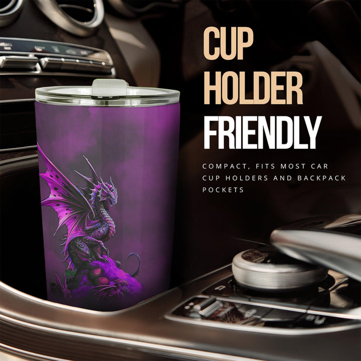 Purple Dragon Car Tumbler Cup Custom Dragon Car Accessories - EzCustomcar - 2