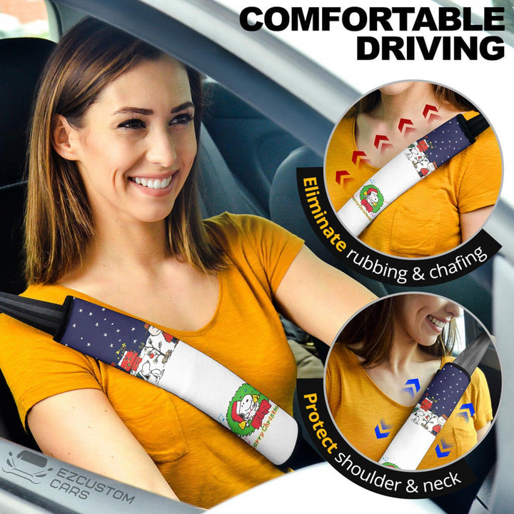 Christmas Car Accessories Custom Seat Belt Cover Snoppy Love - EzCustomcar - 1