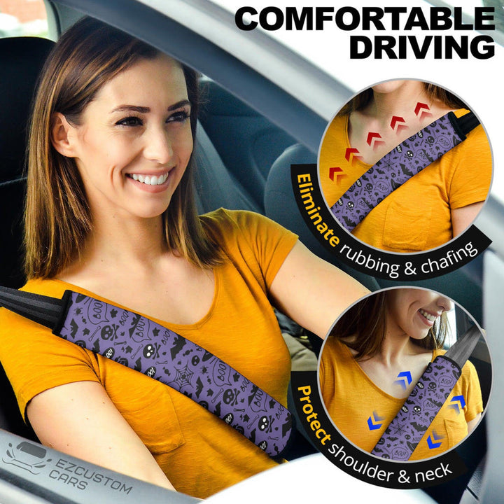 Halloween Car Accessories Custom Seat Belt Cover Halloween Purple - EzCustomcar - 1