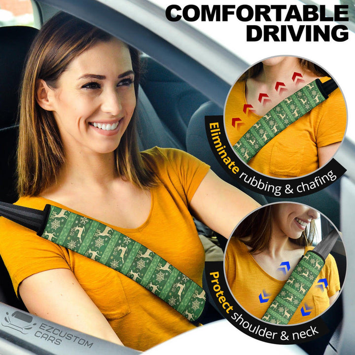 Christmas Car Accessories Custom Seat Belt Cover Christmas Deer Pattern - EzCustomcar - 1
