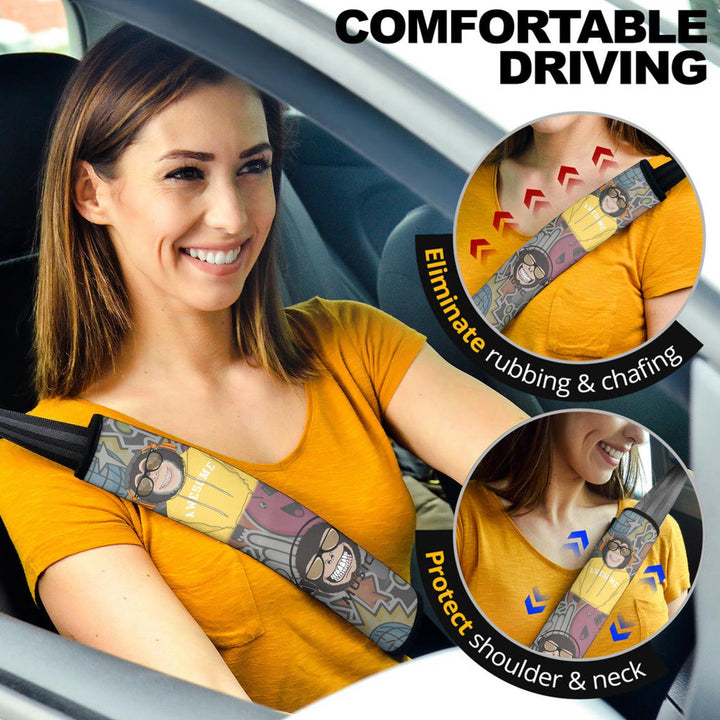 Headphone Monkey Seat Belt Covers Custom Animal Car Accessories - EzCustomcar - 2
