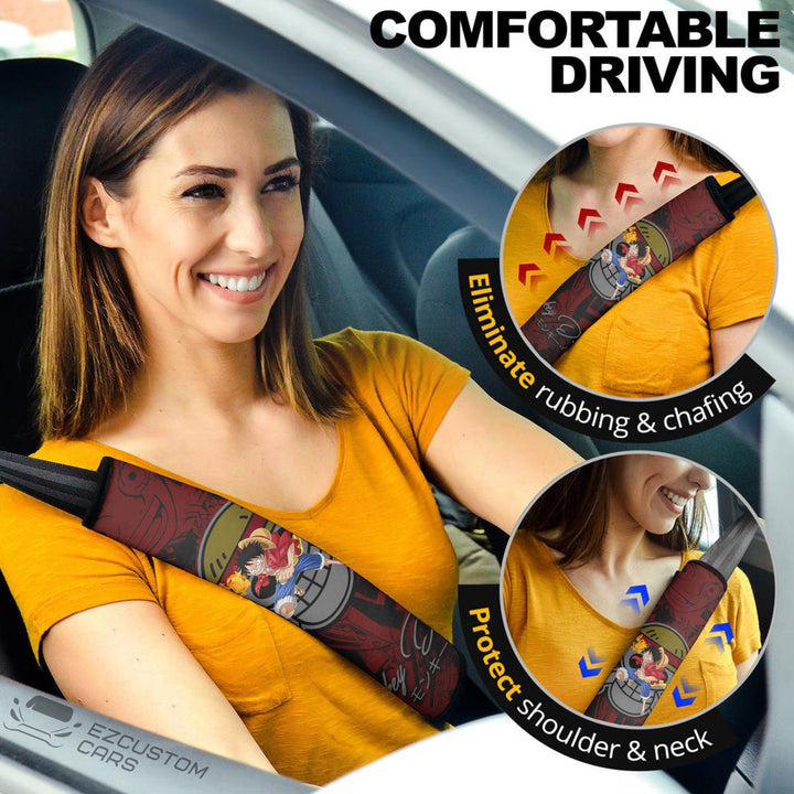 One Piece Car Accessories Anime Seat Belt Covers Monkey D. Luffy - EzCustomcar - 1