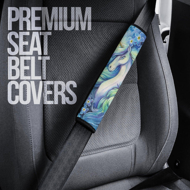 Flower Unicorn Seat Belt Covers Custom Unicorn Car Accessories - EzCustomcar - 3