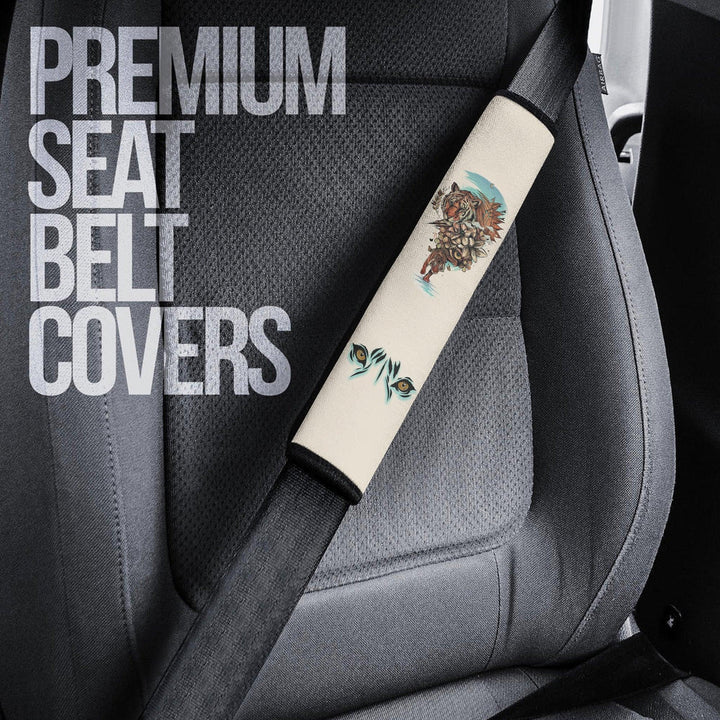 Flower x Tiger Seat Belt Covers Custom Tiger Car Accessories - EzCustomcar - 3
