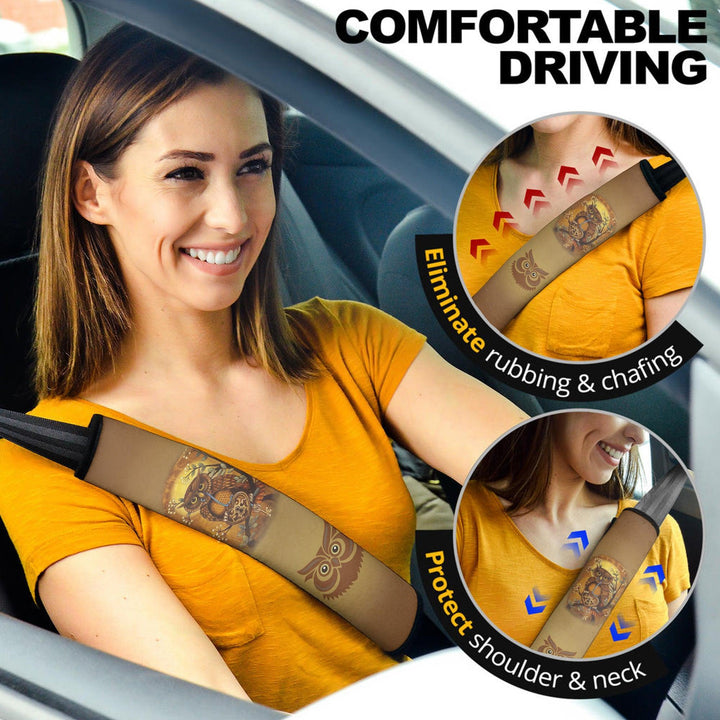 Owl With Key Seat Belt Covers Custom Owl Car Accessories - EzCustomcar - 2