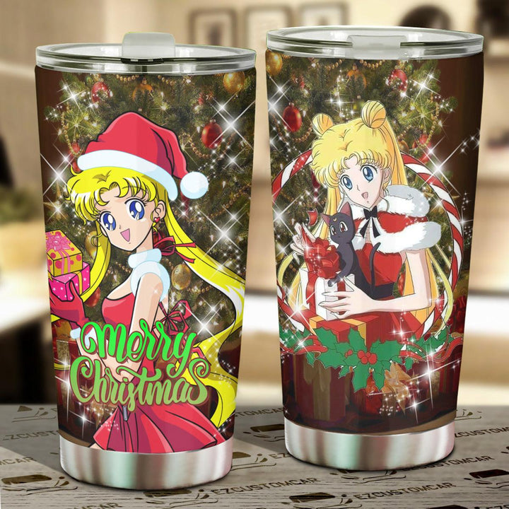 Sailor Moon Christmas Car Tumblers Cup Custom Black Cat Car Accessories - EzCustomcar - 1