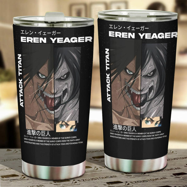 Eren Yeager Car Tumbler Cup Custom Attack on Titan Anime Car Accessories - EzCustomcar - 1
