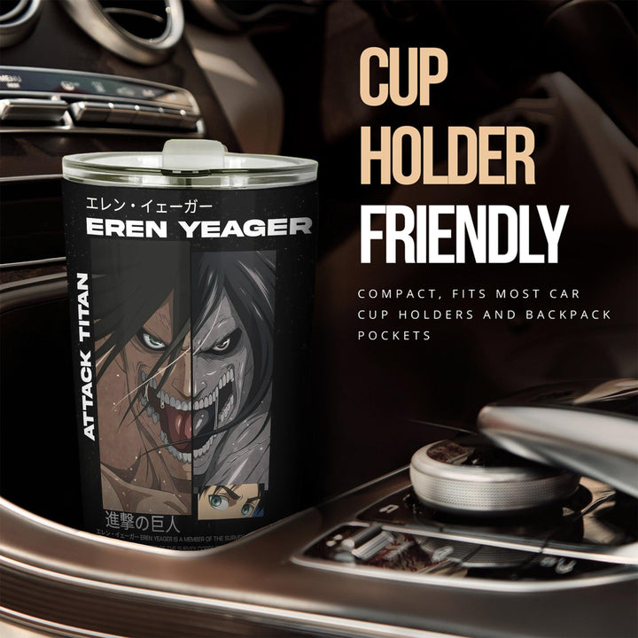 Eren Yeager Car Tumbler Cup Custom Attack on Titan Anime Car Accessories - EzCustomcar - 2